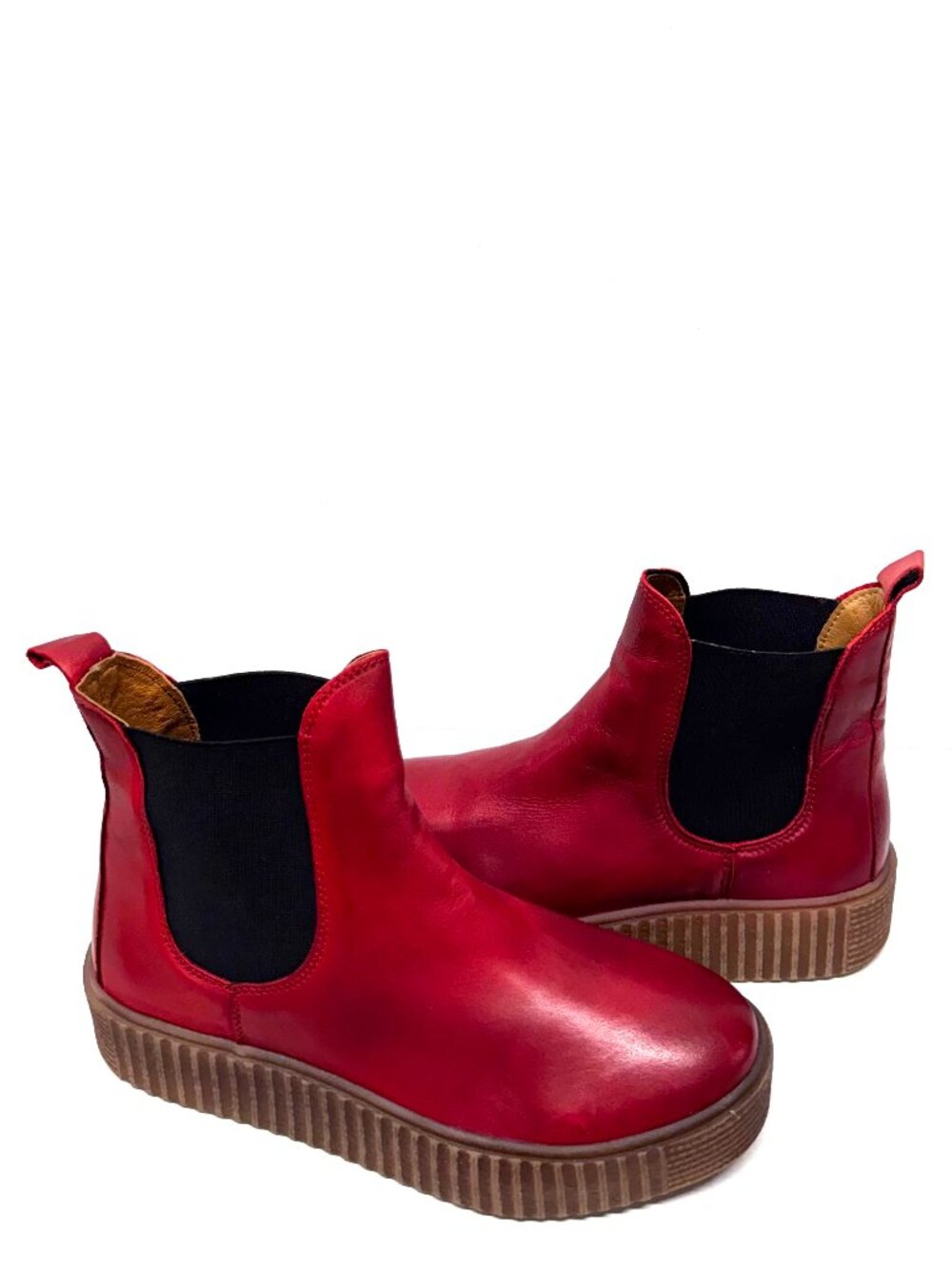 MIZ MOOZ SOFT LEATHER ANKLE BOOTS SIDE GORE RED 37EU / 7US NEW B - 31